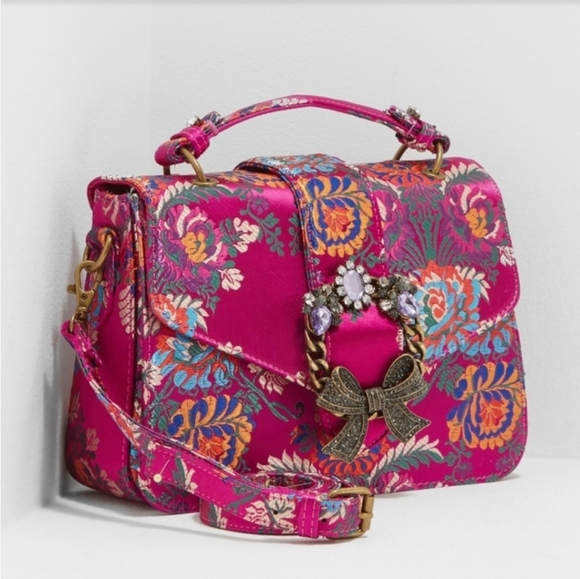 Aldo Bright Colorful Embroidered Floral Jewel satchel /crossbody bag - Picture 1 of 6